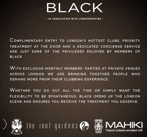 BLACK nightlife concierge service 