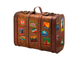 Alter Reisekoffer mit diversen Klebern